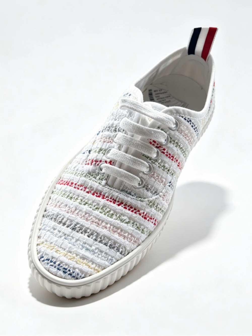 Thom Browne White Multicolor Tweed Low-Top Sneakers